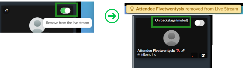 Image showing how to remove invited users from stage by a toggle