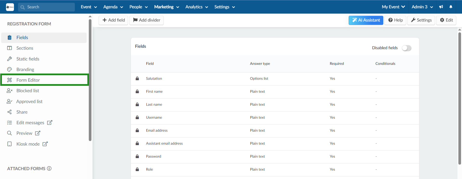 Navigation to Form Editor. 