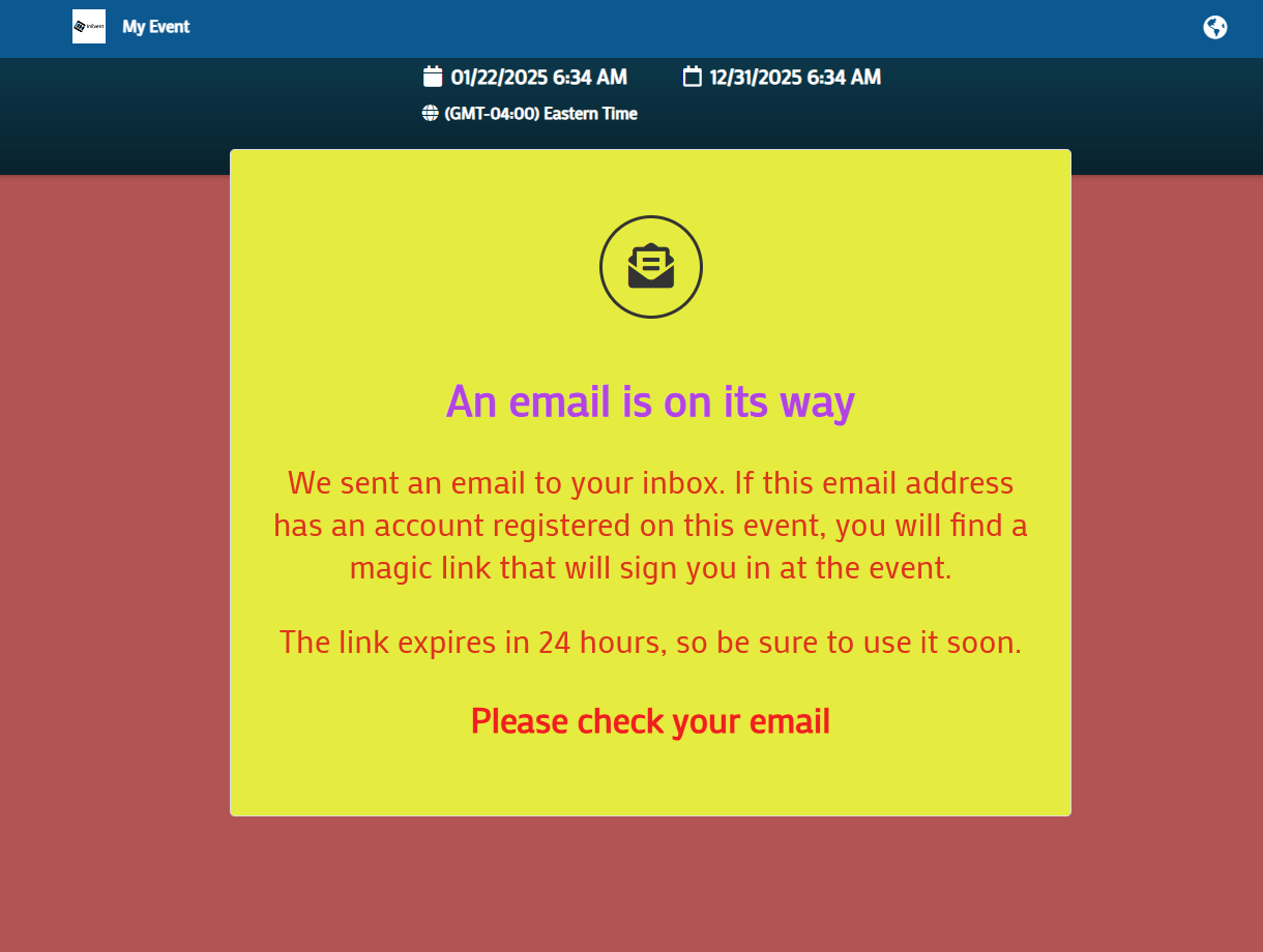 Image showing how the customized Form Magic Link Page looks like.