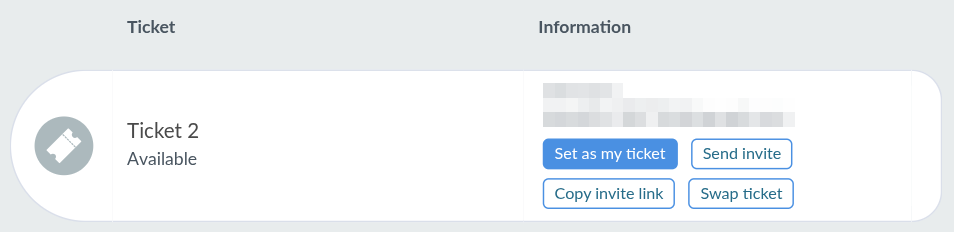 Screenshot showing the Set as my ticket button