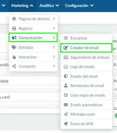 Marketing > Comunicación > Creador de email