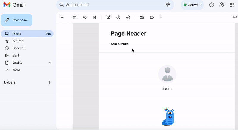 Gif showing how the preview email appears 