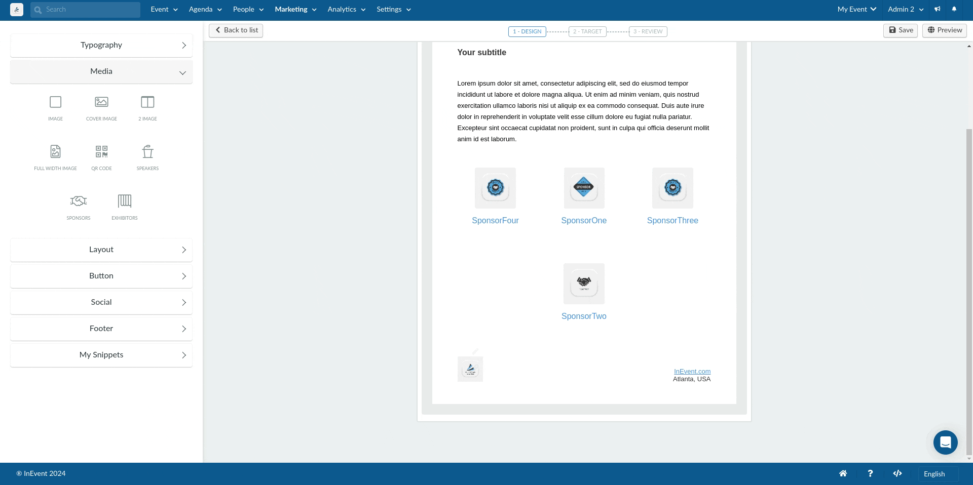 Sections settings