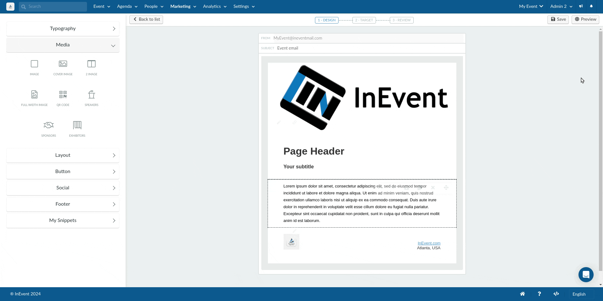 Gif showing how to send a preview Email to Invitees and Attendees