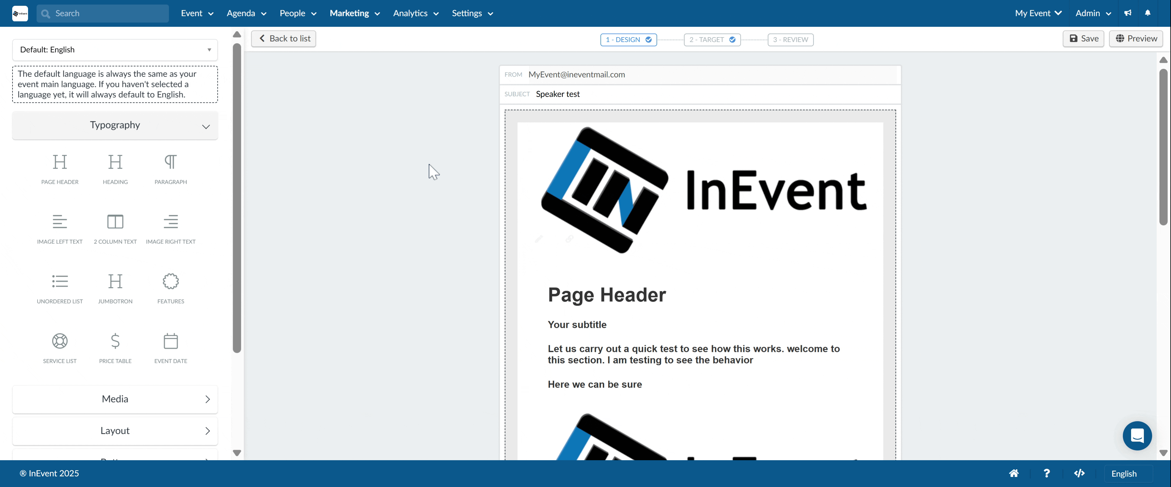 Gif showing how to send a preview Email to Invitees and Attendees