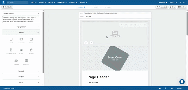 GIF showing how to resize dimensions of QR codes and images in email creator.