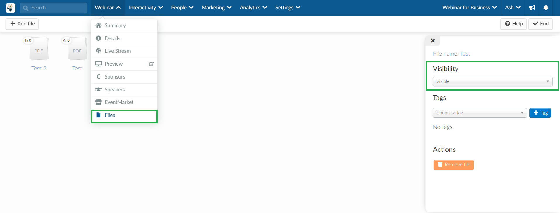 visibility of the files
