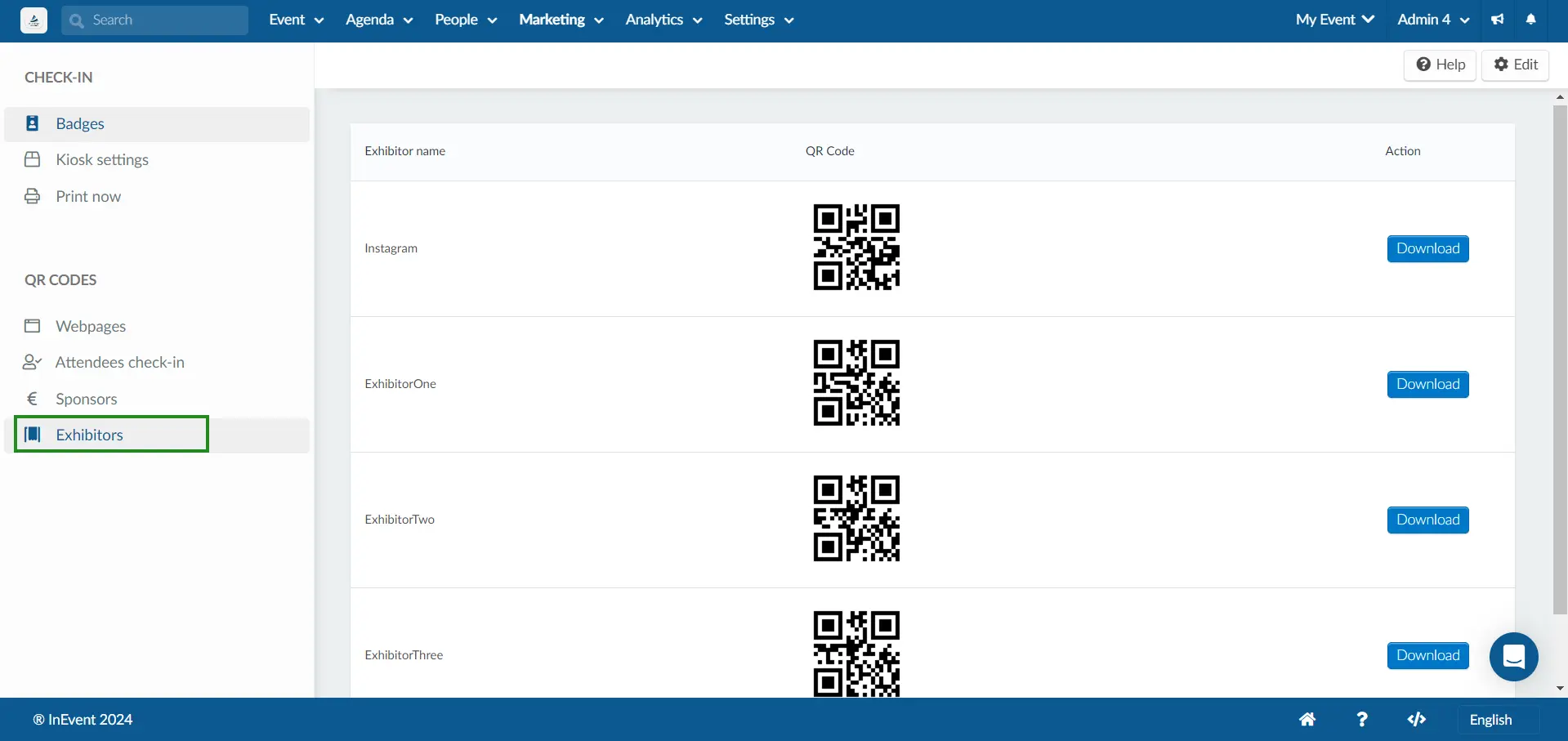 Exhibitor QR codes