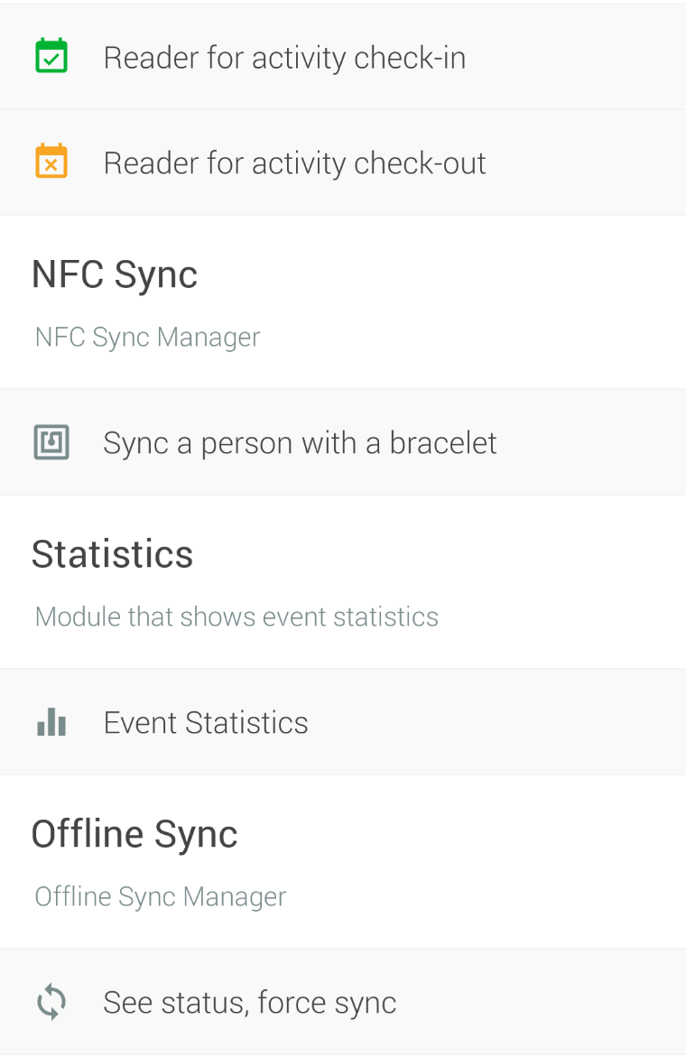 Screenshot showing the offline sync menu in the InEvent app