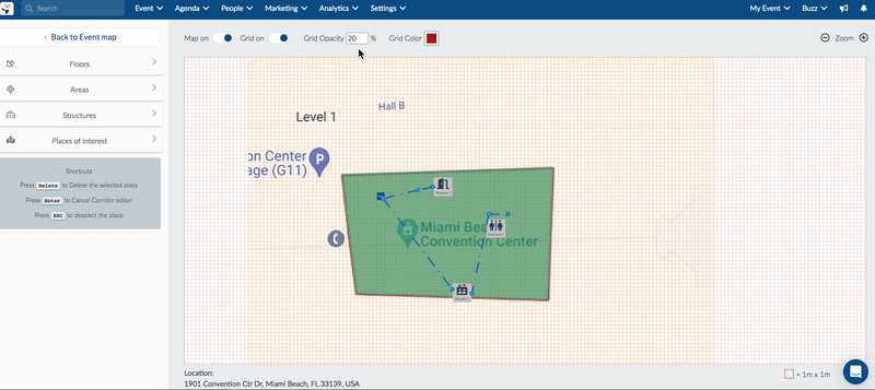 Gif showing the grid control options on the map