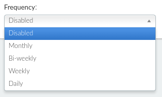 Screenshot of event email digest frequency choices.