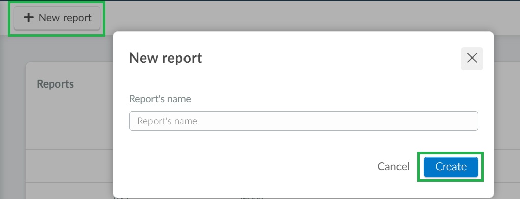 Screenshot of how to create a custom report