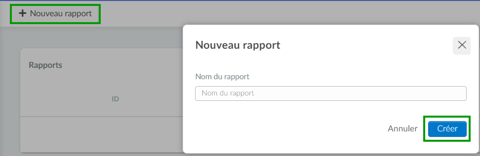 creer nouveau rapport