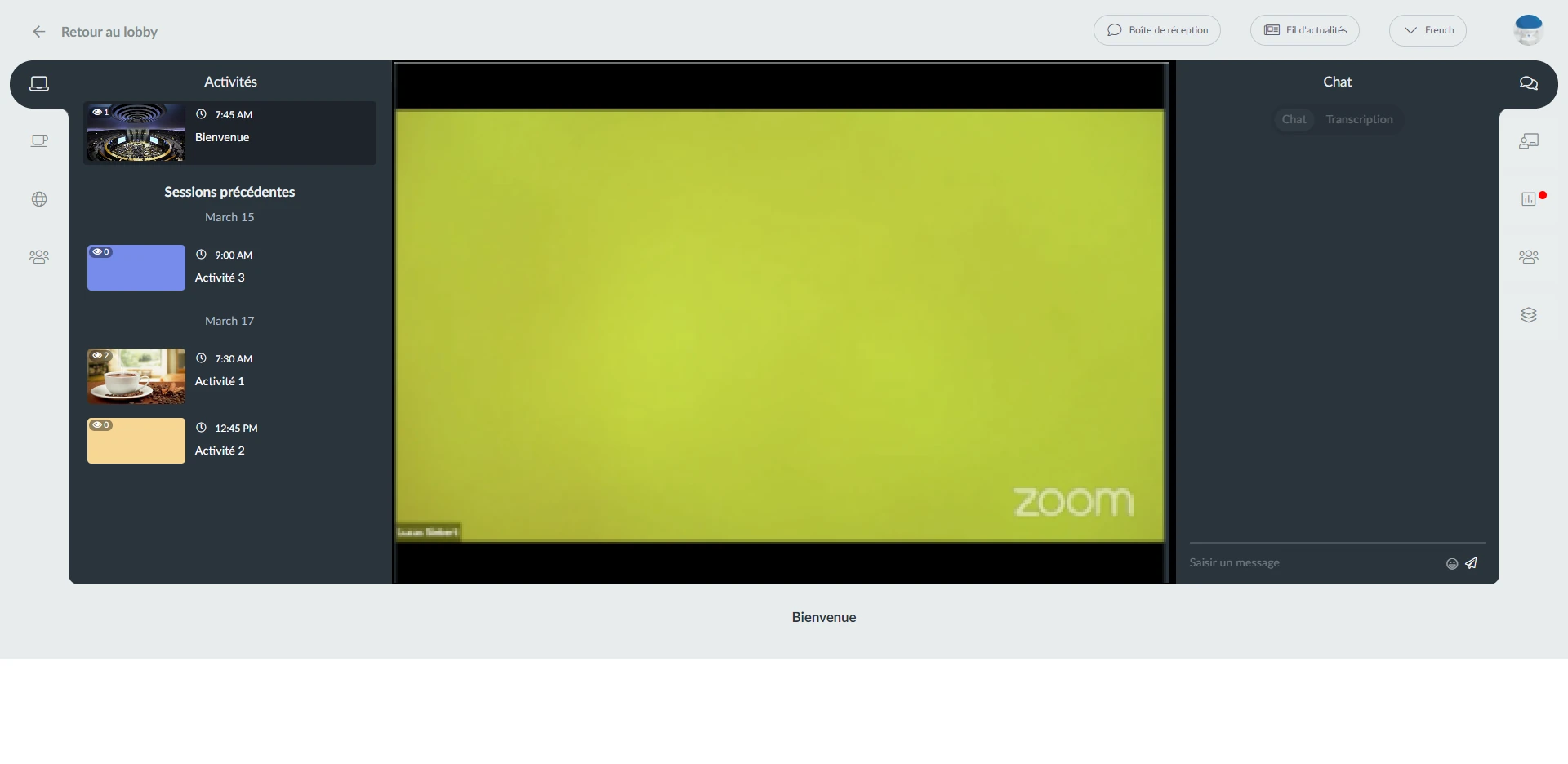 Livestreaming d'activités avec Zoom