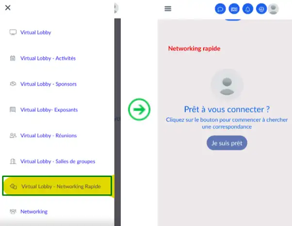 L'onglet du Networking Rapide dans L'application Web