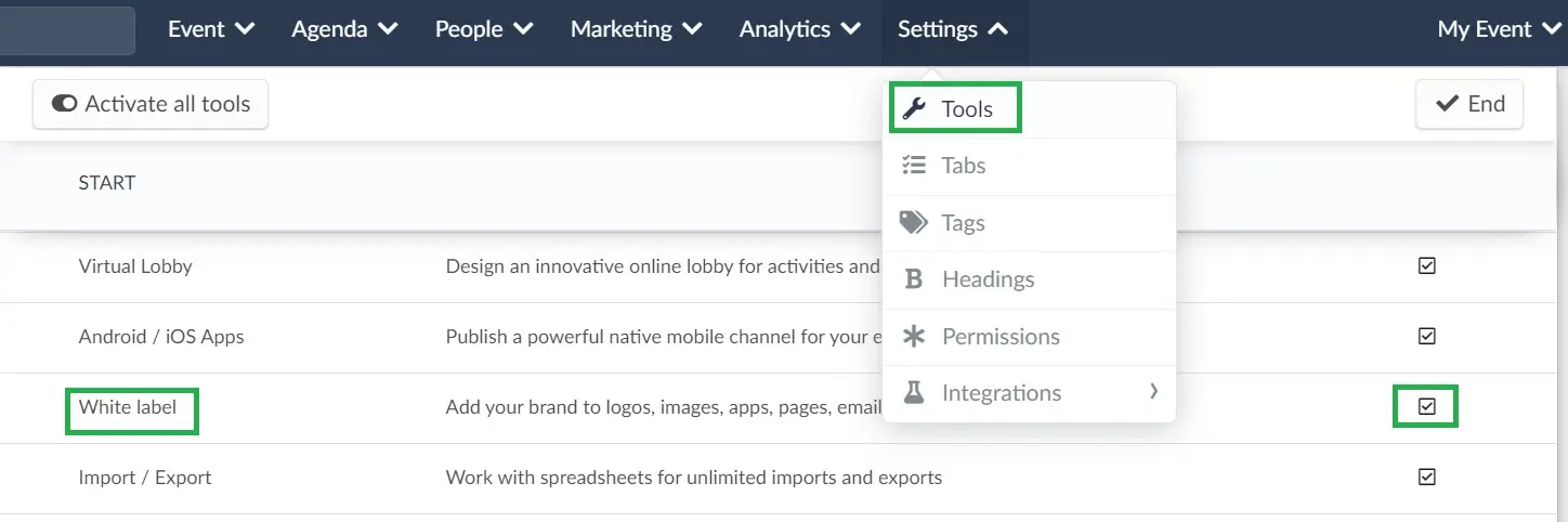 Image showing the White label tool
