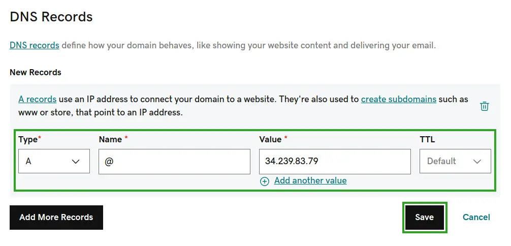 A type DNS record