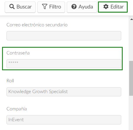 cambio la contraseña de un participante
