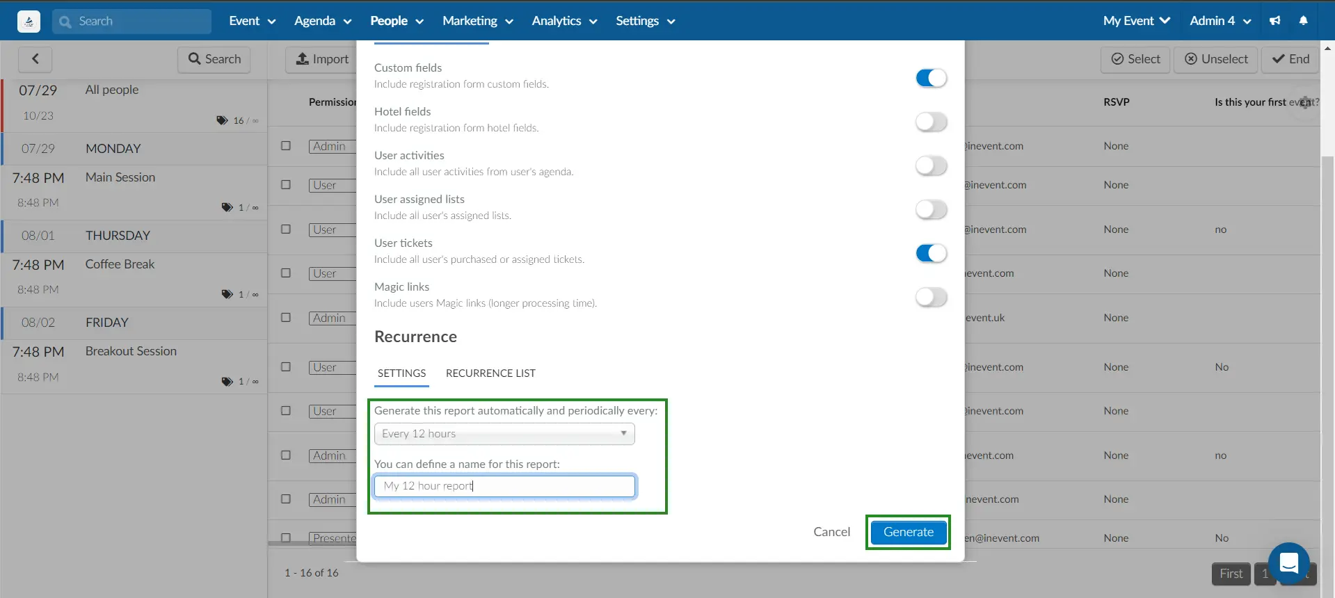 Creating a recurring report