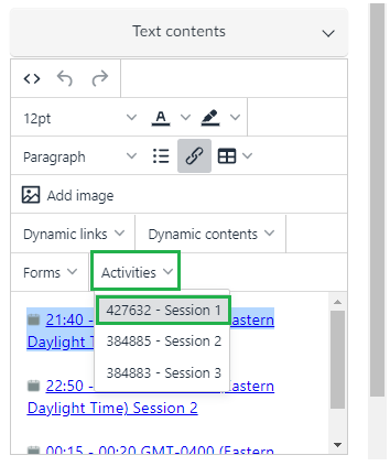 Text contents > Activities