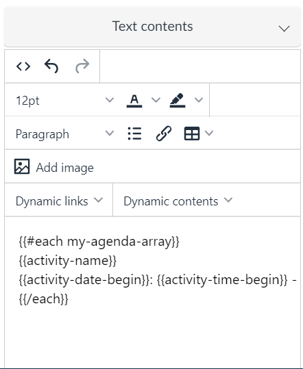 Text contents box