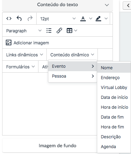 Conteúdo dinâmico > Evento