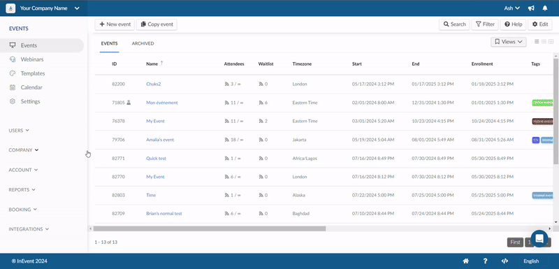 Dynamic links and content at the company level