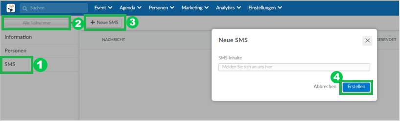 Steps to create a new SMS