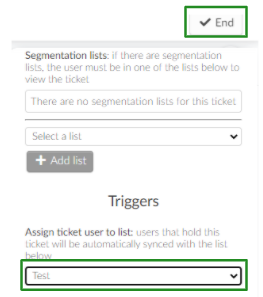 Screenshot of the assign ticket user to list on the ticket's details.
