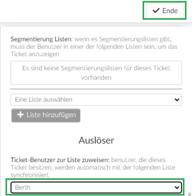 Screenshot of the assign ticket user to list on the ticket's details.