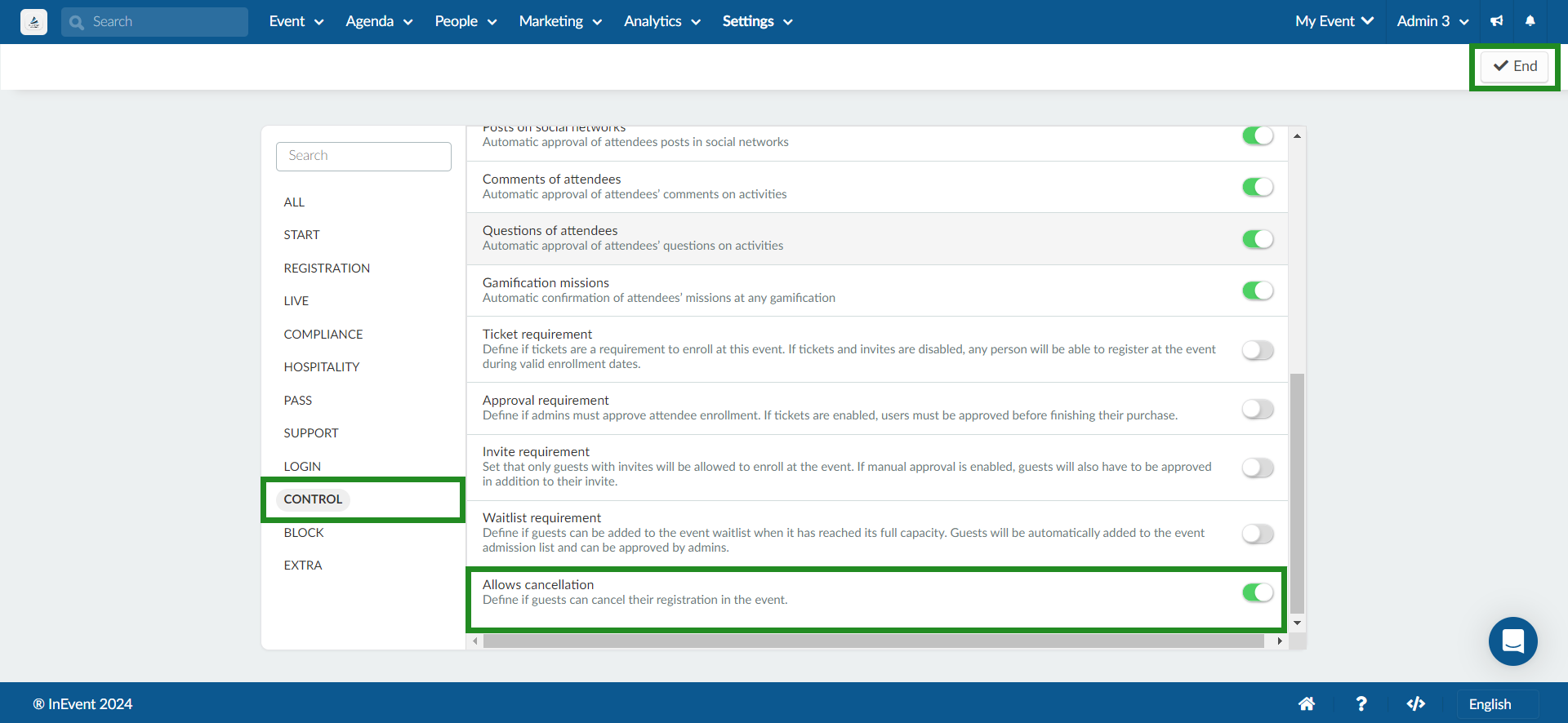 Image showing how to enable allows cancellation feature.