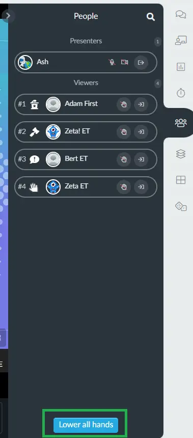 Lower all hands button