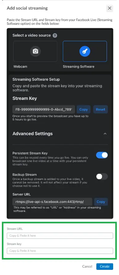  Facebook Live (Streaming Software option)