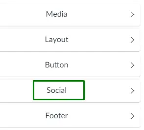 Social menu in email creator