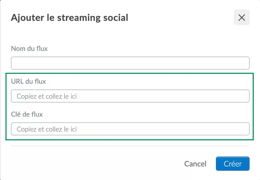 Ajoutez un streaming social personnalisé