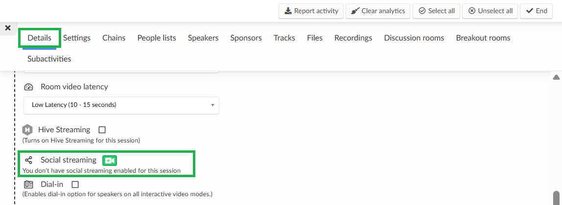 Social streaming in activity