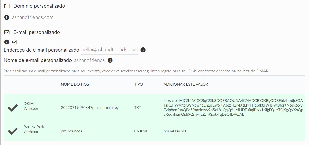 configurando email personalizado