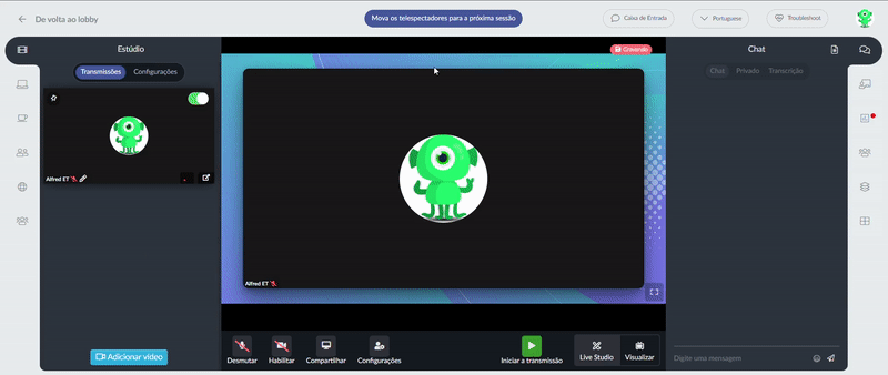 movendo a aba configurações