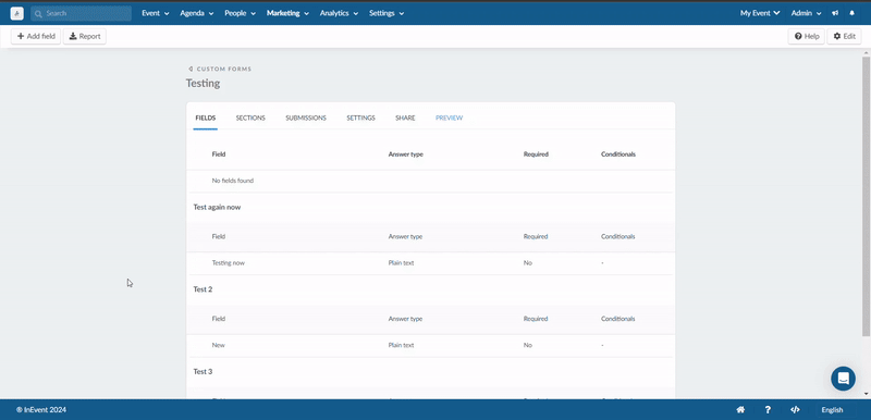 Sections with dedicated pages