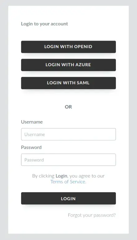 Screenshot showing multiple SSO log in options when logging in to the Company level.