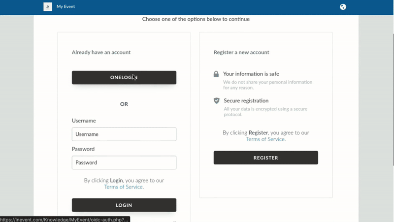 GIF showing the login behavior when Auto register with SSO is enabled.