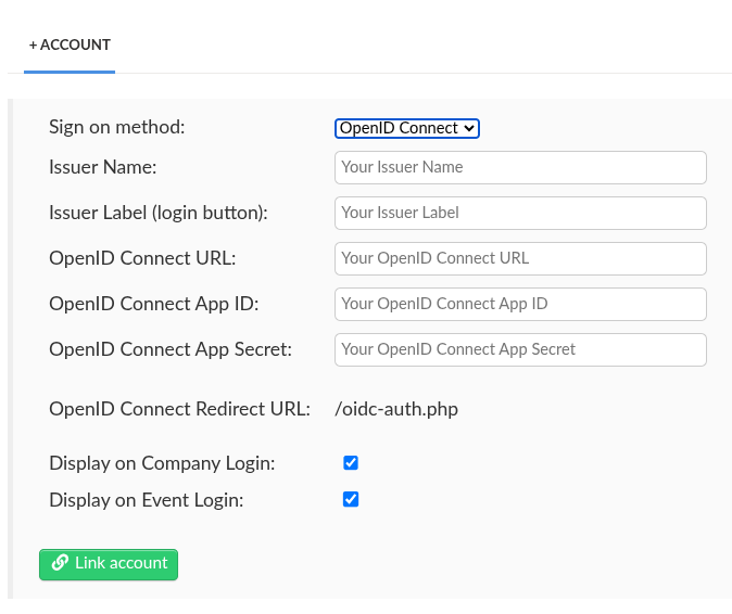 Screenshot showing the OpenID Connect SSO integration configuration.