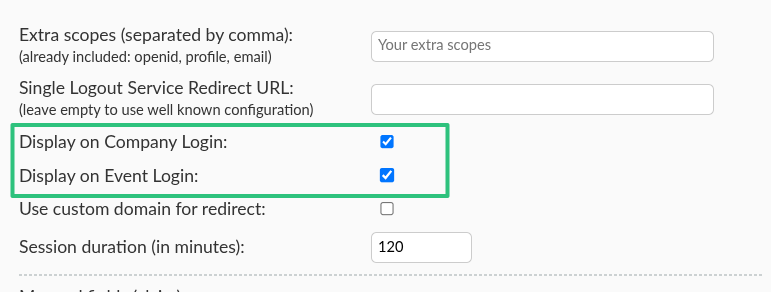Screenshot showing the SSO Login button display options.