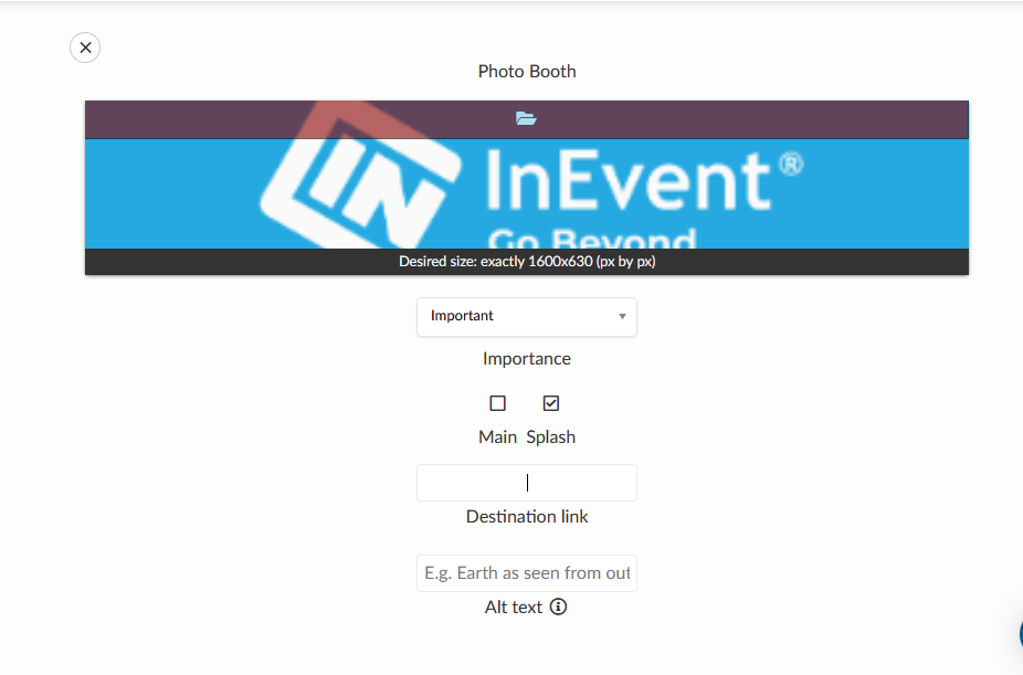 Screenshot displaying the photobooth options