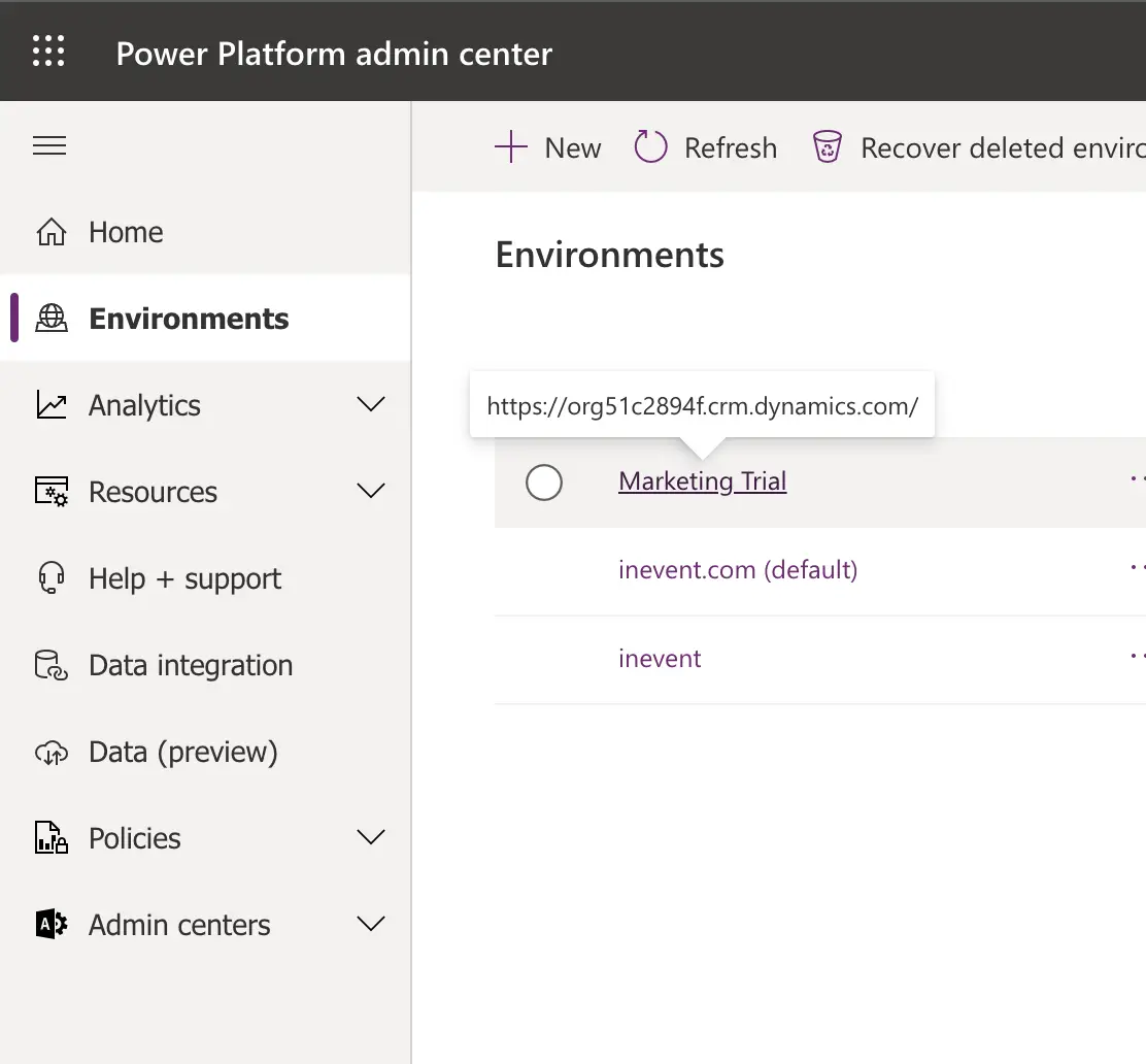  Power Platform Admin Center 