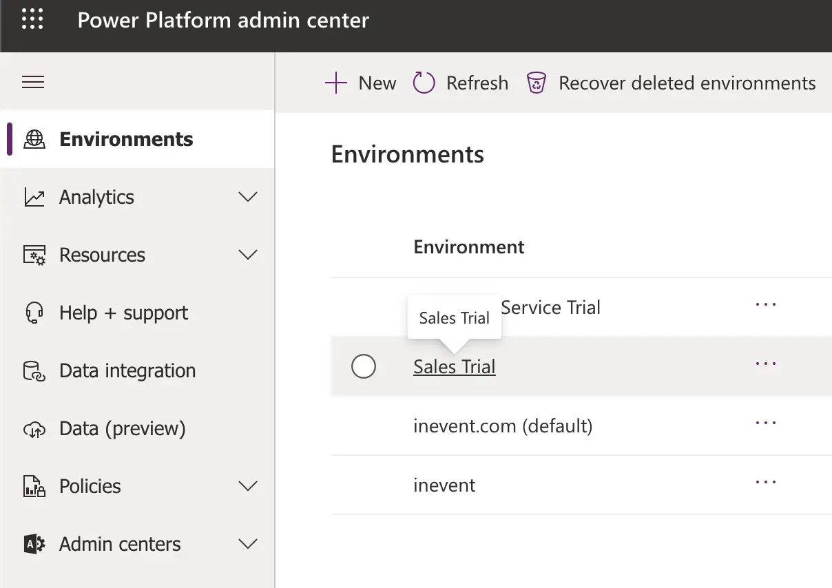 Power Platform Admin Center