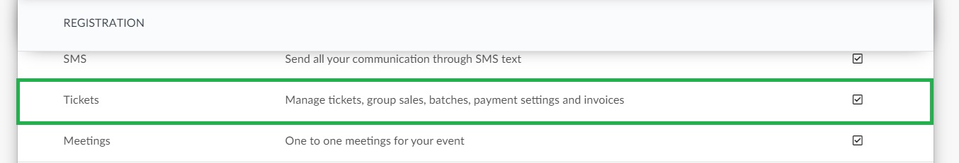 Enabling the tickets feature