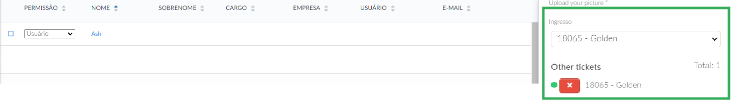 Atribuindo um ingresso a um participante