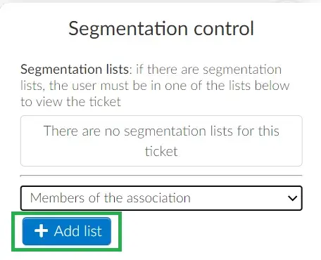 Segmentation control for tickets