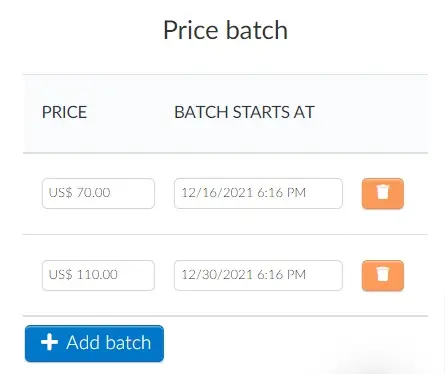 Price batches